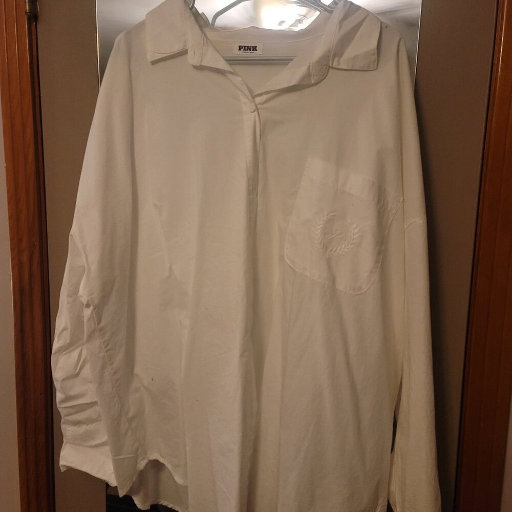 NWOT Victoria's Secret White Button Down Boyfriend Sleep XXL